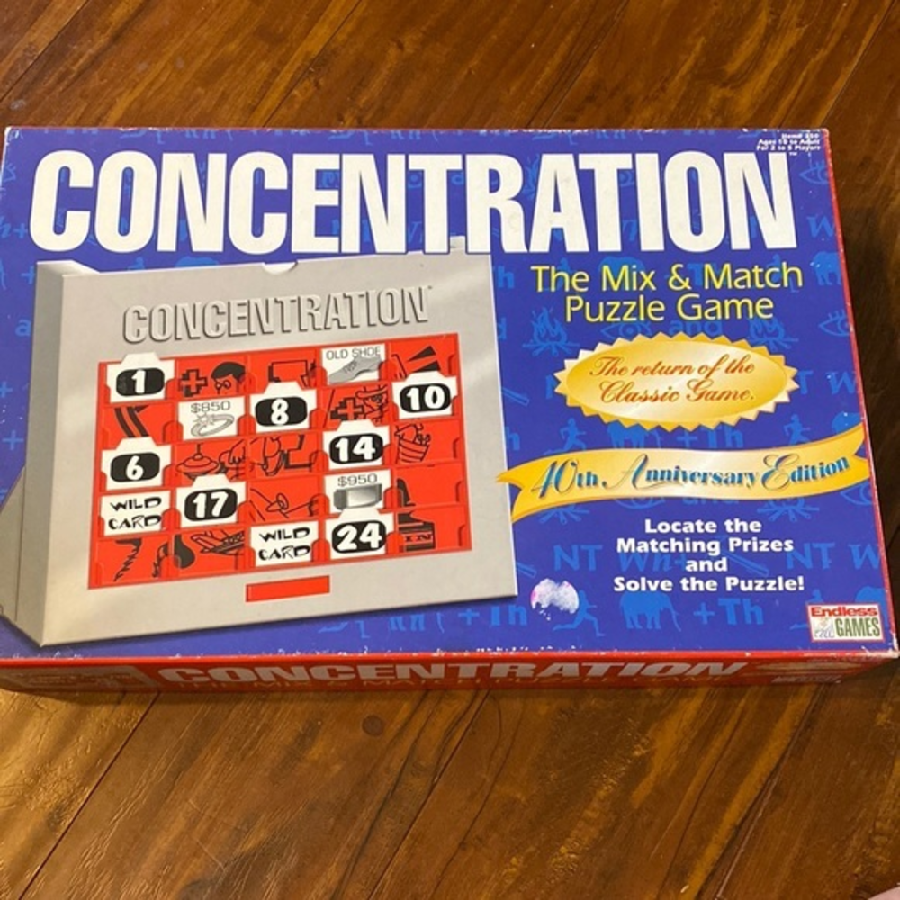 1998 Concentration Board Game 40th Anniversary NBC TV Game Rare